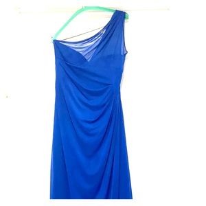 David’s Bridal Long One Shoulder Illusion Dress